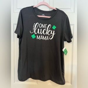 Way to Celebrate One Lucky Mama Black St. Patrick’s Day T-Shirt XL 16-18